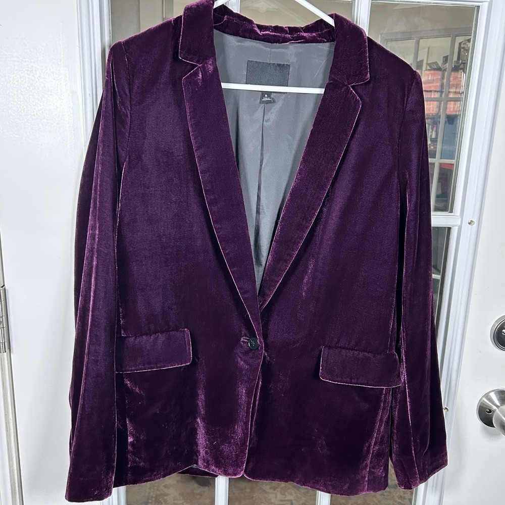 Banana Republic Dark Plum Velvet Blazer Dark Academia Old Money Size 8